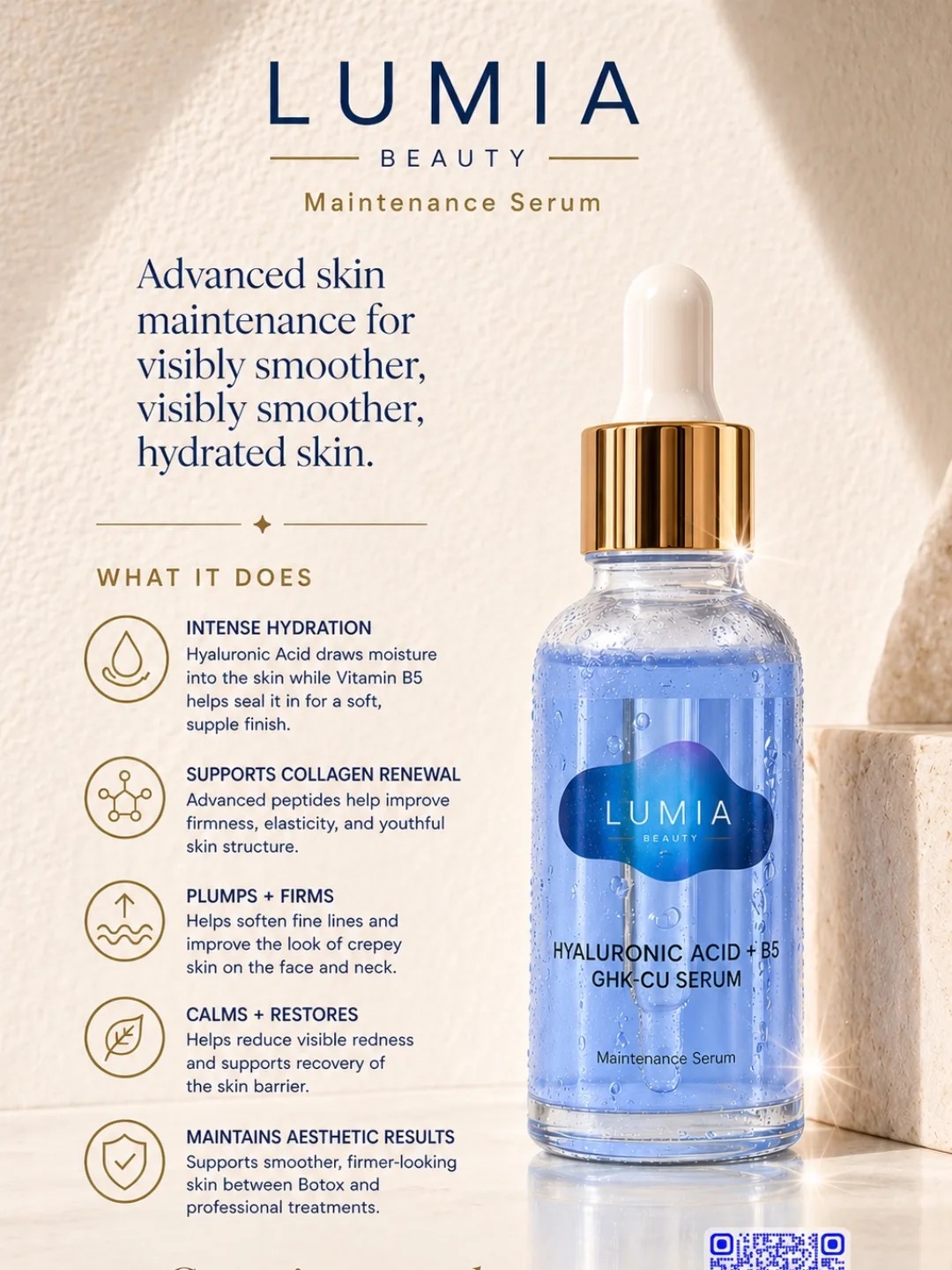 LUMIA Beauty Maintenance Serum - Hydration, Collagen Renewal, Plumps and Firms, Calms and Restores